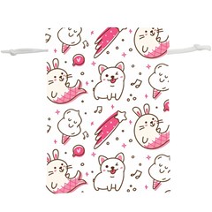 Cute-animals-seamless-pattern-kawaii-doodle-style  Lightweight Drawstring Pouch (xl)