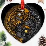 Yin-yang-owl-doodle-ornament-illustration Ornament (Heart) Front