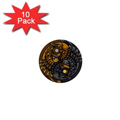 Yin-yang-owl-doodle-ornament-illustration 1  Mini Buttons (10 Pack) 