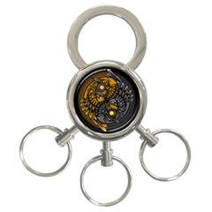 Yin-yang-owl-doodle-ornament-illustration 3-ring Key Chain