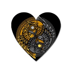 Yin-yang-owl-doodle-ornament-illustration Heart Magnet