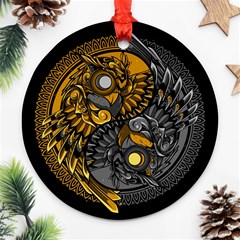 Yin-yang-owl-doodle-ornament-illustration Round Ornament (two Sides) by Jancukart