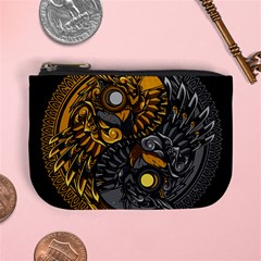 Yin-yang-owl-doodle-ornament-illustration Mini Coin Purse by Jancukart