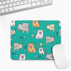 Seamless-pattern-cute-cat-cartoon-with-hand-drawn-style Small Mousepad by Jancukart