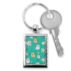 Seamless-pattern-cute-cat-cartoon-with-hand-drawn-style Key Chain (rectangle) by Jancukart