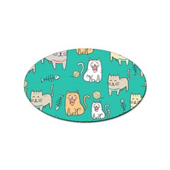 Seamless-pattern-cute-cat-cartoon-with-hand-drawn-style Sticker (oval)