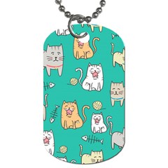 Seamless-pattern-cute-cat-cartoon-with-hand-drawn-style Dog Tag (one Side) by Jancukart