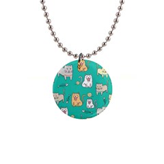 Seamless-pattern-cute-cat-cartoon-with-hand-drawn-style 1  Button Necklace by Jancukart