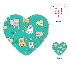 Seamless-pattern-cute-cat-cartoon-with-hand-drawn-style Playing Cards Single Design (heart)