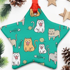 Seamless-pattern-cute-cat-cartoon-with-hand-drawn-style Star Ornament (two Sides)