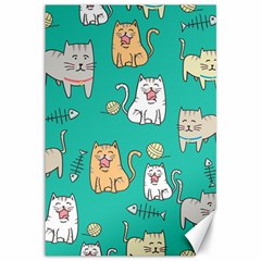 Seamless-pattern-cute-cat-cartoon-with-hand-drawn-style Canvas 12  X 18 