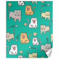 Seamless-pattern-cute-cat-cartoon-with-hand-drawn-style Canvas 16  X 20  by Jancukart