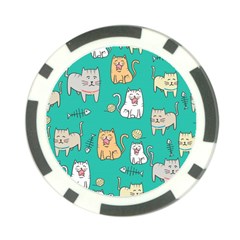 Seamless-pattern-cute-cat-cartoon-with-hand-drawn-style Poker Chip Card Guard