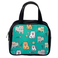 Seamless-pattern-cute-cat-cartoon-with-hand-drawn-style Classic Handbag (one Side) by Jancukart