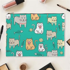 Seamless-pattern-cute-cat-cartoon-with-hand-drawn-style Cosmetic Bag (xl) by Jancukart