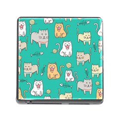 Seamless-pattern-cute-cat-cartoon-with-hand-drawn-style Memory Card Reader (square 5 Slot)