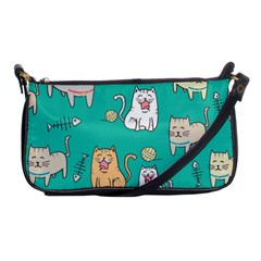 Seamless-pattern-cute-cat-cartoon-with-hand-drawn-style Shoulder Clutch Bag