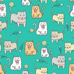 Seamless-pattern-cute-cat-cartoon-with-hand-drawn-style Play Mat (Square) Front