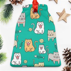 Seamless-pattern-cute-cat-cartoon-with-hand-drawn-style Ornament (bell)