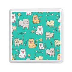 Seamless-pattern-cute-cat-cartoon-with-hand-drawn-style Memory Card Reader (square)