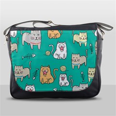 Seamless-pattern-cute-cat-cartoon-with-hand-drawn-style Messenger Bag