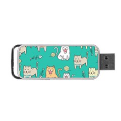 Seamless-pattern-cute-cat-cartoon-with-hand-drawn-style Portable Usb Flash (one Side)