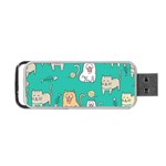 Seamless-pattern-cute-cat-cartoon-with-hand-drawn-style Portable USB Flash (One Side) Front