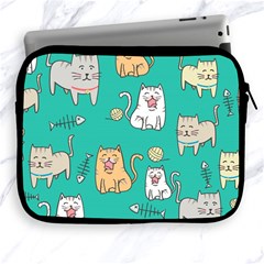 Seamless-pattern-cute-cat-cartoon-with-hand-drawn-style Apple Ipad 2/3/4 Zipper Cases by Jancukart