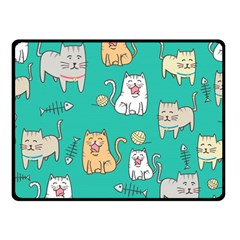 Seamless-pattern-cute-cat-cartoon-with-hand-drawn-style Double Sided Fleece Blanket (small)  by Jancukart