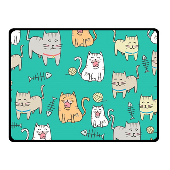 Seamless-pattern-cute-cat-cartoon-with-hand-drawn-style Double Sided Fleece Blanket (Small) 