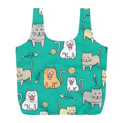 Seamless-pattern-cute-cat-cartoon-with-hand-drawn-style Full Print Recycle Bag (l)