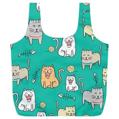 Seamless-pattern-cute-cat-cartoon-with-hand-drawn-style Full Print Recycle Bag (xl) by Jancukart