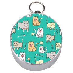 Seamless-pattern-cute-cat-cartoon-with-hand-drawn-style Silver Compasses