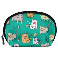 Seamless-pattern-cute-cat-cartoon-with-hand-drawn-style Accessory Pouch (large) by Jancukart