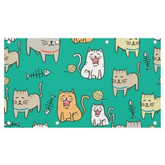 Seamless-pattern-cute-cat-cartoon-with-hand-drawn-style Banner And Sign 7  X 4 