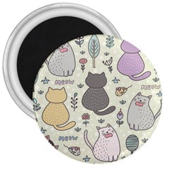 Funny Cartoon Cats Seamless Pattern 3  Magnets