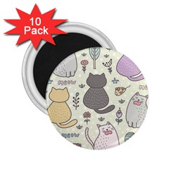 Funny Cartoon Cats Seamless Pattern 2 25  Magnets (10 Pack) 