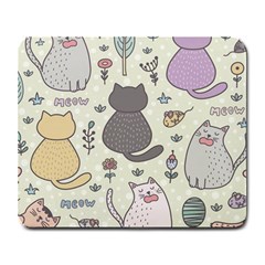 Funny Cartoon Cats Seamless Pattern Large Mousepad