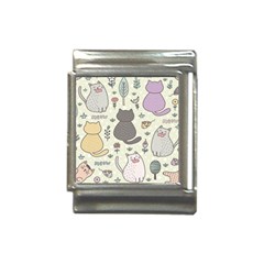 Funny Cartoon Cats Seamless Pattern Italian Charm (13mm)