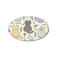 Funny Cartoon Cats Seamless Pattern Sticker Oval (10 Pack) by Jancukart