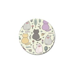 Funny Cartoon Cats Seamless Pattern Golf Ball Marker (10 Pack)