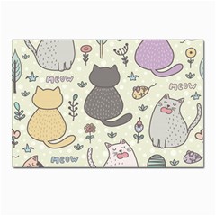 Funny Cartoon Cats Seamless Pattern Postcard 4 x 6  (pkg Of 10) by Jancukart