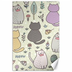 Funny Cartoon Cats Seamless Pattern Canvas 24  X 36 