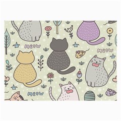 Funny Cartoon Cats Seamless Pattern Large Glasses Cloth (2 Sides) by Jancukart