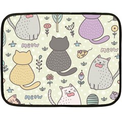 Funny Cartoon Cats Seamless Pattern Fleece Blanket (mini)