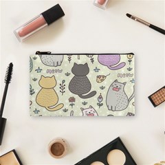 Funny Cartoon Cats Seamless Pattern Cosmetic Bag (small)