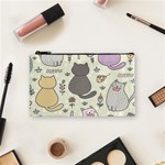 Funny Cartoon Cats Seamless Pattern Cosmetic Bag (Small) Front