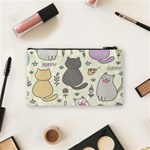 Funny Cartoon Cats Seamless Pattern Cosmetic Bag (Small) Back