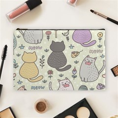 Funny Cartoon Cats Seamless Pattern Cosmetic Bag (large)