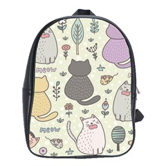 Funny Cartoon Cats Seamless Pattern School Bag (large) by Jancukart